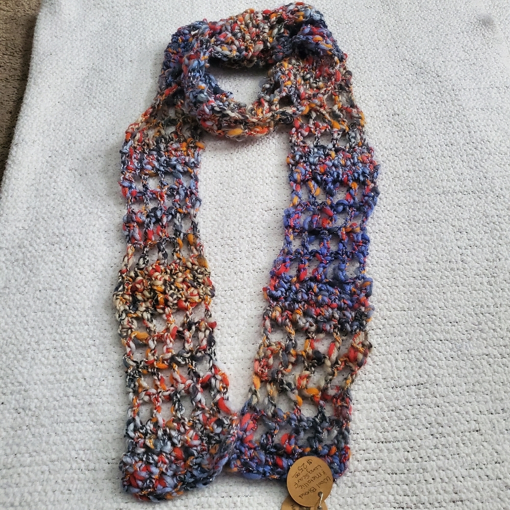 Wool blend & metallic long scarf
